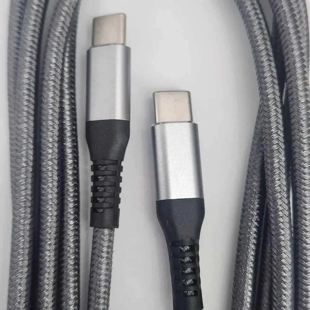 Pack of 3 USB C to Type-C Charging Cables, 10 ft Gray Phone Charger Braided Cord